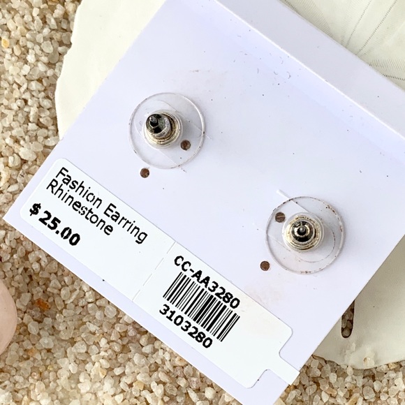 Rhinestone Stud Earrings - Picture 2 of 2